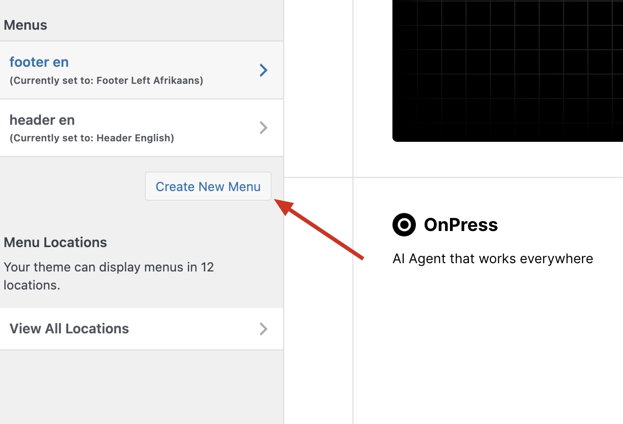 Создание меню